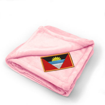 Plush Baby Blanket Antigua Barbuda Embroidery Receiving Swaddle Blanket