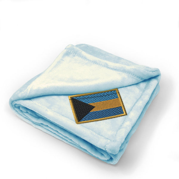 Plush Baby Blanket Bahamas Embroidery Receiving Swaddle Blanket Polyester