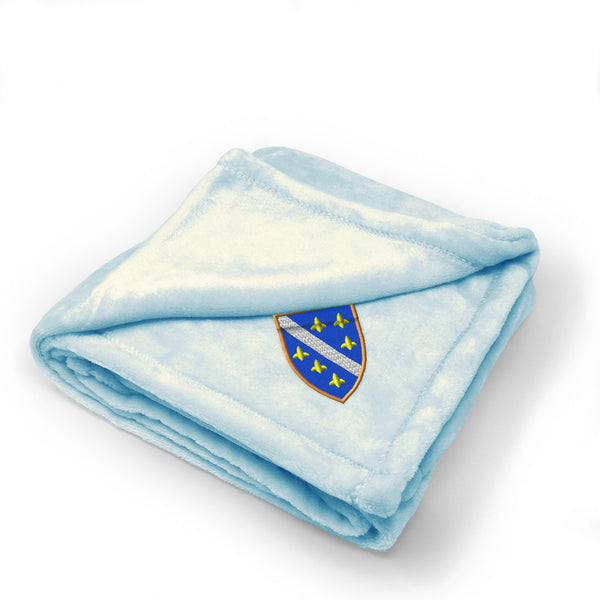 Plush Baby Blanket Bosnia War Flag Embroidery Receiving Swaddle Blanket