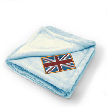 Plush Baby Blanket British Embroidery Receiving Swaddle Blanket Polyester