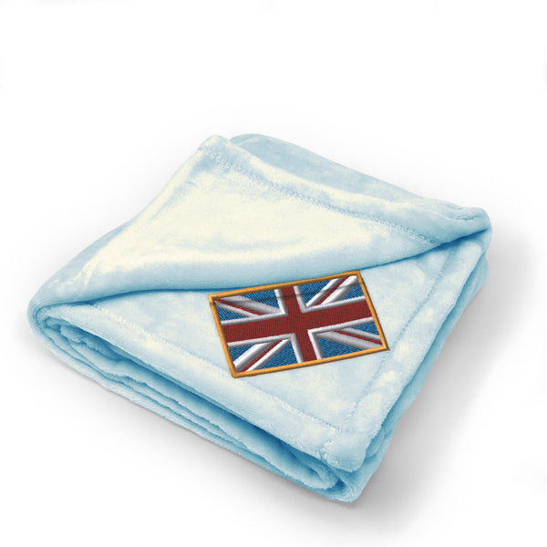 Plush Baby Blanket British Embroidery Receiving Swaddle Blanket Polyester