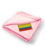 Plush Baby Blanket Colombia Embroidery Receiving Swaddle Blanket Polyester