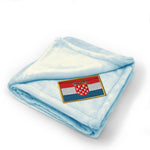 Plush Baby Blanket Croatia Embroidery Receiving Swaddle Blanket Polyester
