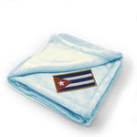 Plush Baby Blanket Cuba Embroidery Receiving Swaddle Blanket Polyester