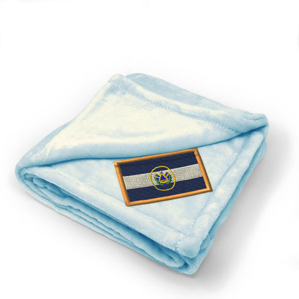Plush Baby Blanket El Salvador Embroidery Receiving Swaddle Blanket Polyester
