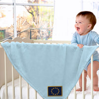 Plush Baby Blanket European Union Embroidery Receiving Swaddle Blanket Polyester