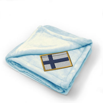 Plush Baby Blanket Finland Embroidery Receiving Swaddle Blanket Polyester