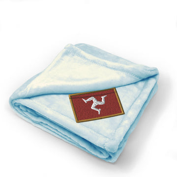 Plush Baby Blanket Isle of Man Embroidery Receiving Swaddle Blanket Polyester