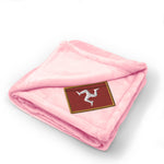 Plush Baby Blanket Isle of Man Embroidery Receiving Swaddle Blanket Polyester