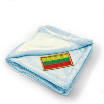 Plush Baby Blanket Lithuania Embroidery Receiving Swaddle Blanket Polyester