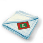 Plush Baby Blanket Maldives Embroidery Receiving Swaddle Blanket Polyester