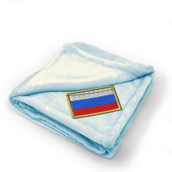 Plush Baby Blanket Russia Embroidery Receiving Swaddle Blanket Polyester