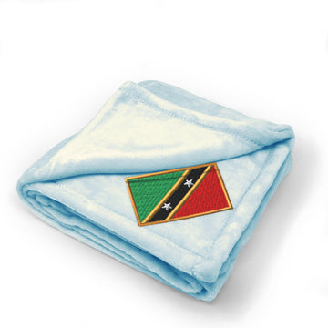 Plush Baby Blanket St Kitts Embroidery Receiving Swaddle Blanket Polyester