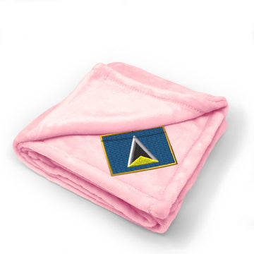 Plush Baby Blanket St Lucia Embroidery Receiving Swaddle Blanket Polyester