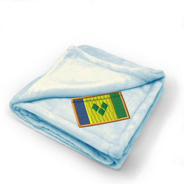 Plush Baby Blanket St Vincent Embroidery Receiving Swaddle Blanket Polyester