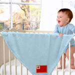 Plush Baby Blanket Tonga Embroidery Receiving Swaddle Blanket Polyester