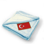 Plush Baby Blanket Turkey Embroidery Receiving Swaddle Blanket Polyester
