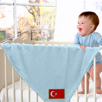 Plush Baby Blanket Turkey Embroidery Receiving Swaddle Blanket Polyester