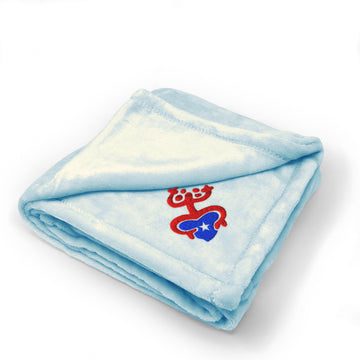 Plush Baby Blanket Puerto Rican Flag Coqui Taino Embroidery Polyester