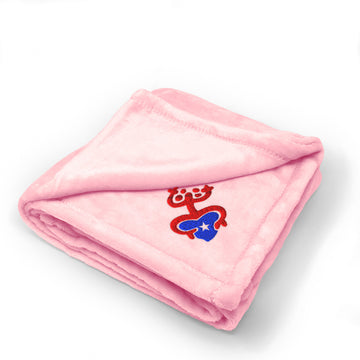 Plush Baby Blanket Puerto Rican Flag Coqui Taino Embroidery Polyester