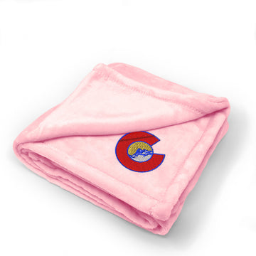Plush Baby Blanket Colorado Flag Style 2 Embroidery Receiving Swaddle Blanket