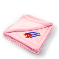 Plush Baby Blanket Cuban Flag Drawing Lines Embroidery Receiving Swaddle Blanket