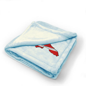 Plush Baby Blanket Fl State Scuba Dive Flag Map Embroidery Polyester