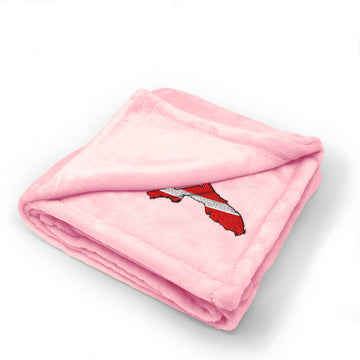 Plush Baby Blanket Fl State Scuba Dive Flag Map Embroidery Polyester