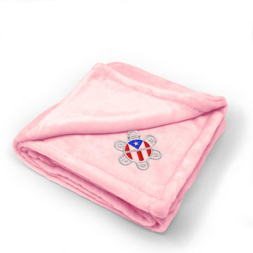 Plush Baby Blanket Puerto Rico Flag Sol Taino A Embroidery Polyester