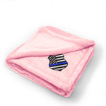 Plush Baby Blanket Us Flag Thin Blue Line Badge Embroidery Polyester