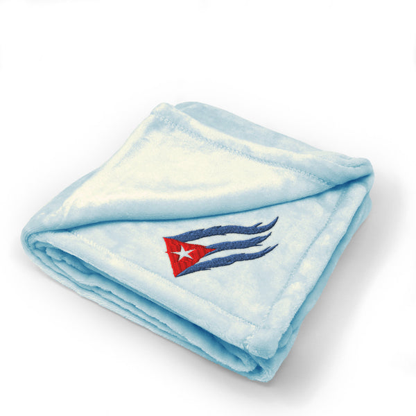 Plush Baby Blanket Cuba Cuban Flag Flame Embroidery Receiving Swaddle Blanket