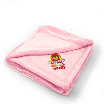 Plush Baby Blanket Dad Hero Fire Fighter Rescue Embroidery Polyester