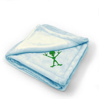 Plush Baby Blanket Alien Green Full Body Embroidery Receiving Swaddle Blanket