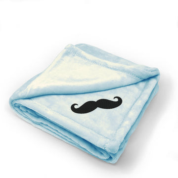 Plush Baby Blanket Mustache Embroidery Receiving Swaddle Blanket Polyester