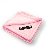 Plush Baby Blanket Mustache Embroidery Receiving Swaddle Blanket Polyester
