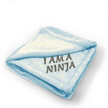 Plush Baby Blanket I Am A Ninja Embroidery Receiving Swaddle Blanket Polyester