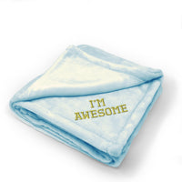 Plush Baby Blanket I Am Awesome Embroidery Receiving Swaddle Blanket Polyester