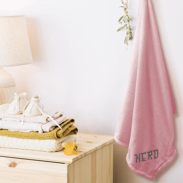 Plush Baby Blanket Nerd Geek Embroidery Receiving Swaddle Blanket Polyester