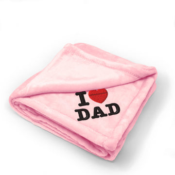 Plush Baby Blanket I Love Dad A Embroidery Receiving Swaddle Blanket Polyester