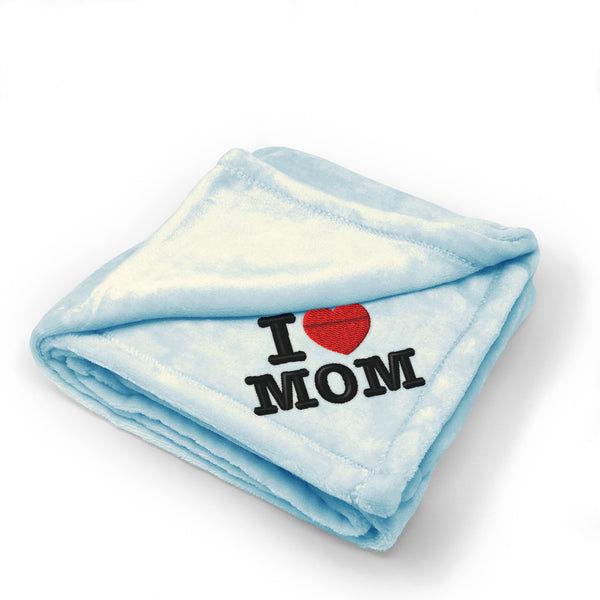 Plush Baby Blanket I Love Mom Embroidery Receiving Swaddle Blanket Polyester