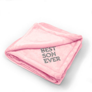 Plush Baby Blanket Best Son Ever Embroidery Receiving Swaddle Blanket Polyester