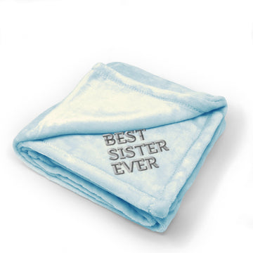 Plush Baby Blanket Best Sister Ever Embroidery Receiving Swaddle Blanket