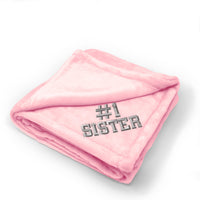 Plush Baby Blanket Number #1 Sister Embroidery Receiving Swaddle Blanket