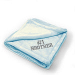 Plush Baby Blanket Number #1 Brother Embroidery Receiving Swaddle Blanket