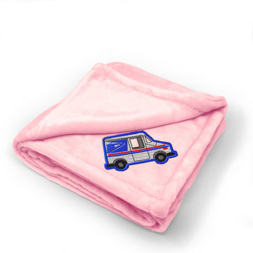 Plush Baby Blanket U.S. Mail Truck post Embroidery Receiving Swaddle Blanket