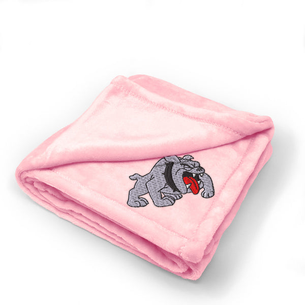 Plush Baby Blanket Bulldog C Embroidery Receiving Swaddle Blanket Polyester