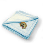 Plush Baby Blanket Lion Face Sports Mascots Embroidery Receiving Swaddle Blanket