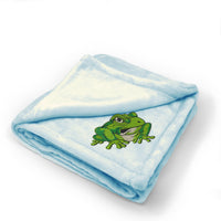 Plush Baby Blanket Toad Embroidery Receiving Swaddle Blanket Polyester