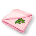 Plush Baby Blanket Toad Embroidery Receiving Swaddle Blanket Polyester