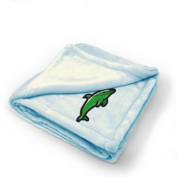 Plush Baby Blanket Animal Dolphin Mascot Embroidery Receiving Swaddle Blanket